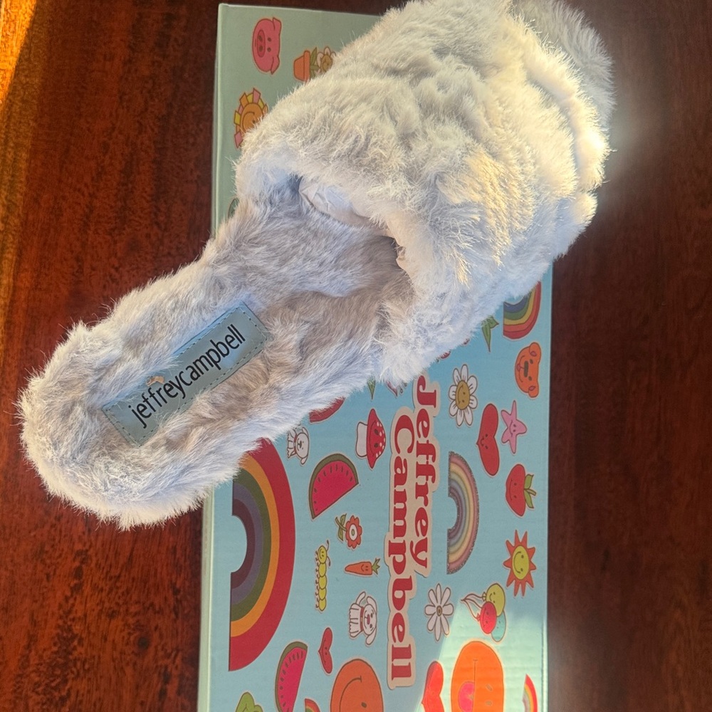 Jeffrey Campbell Baby Blue Fuzzy Slippers
